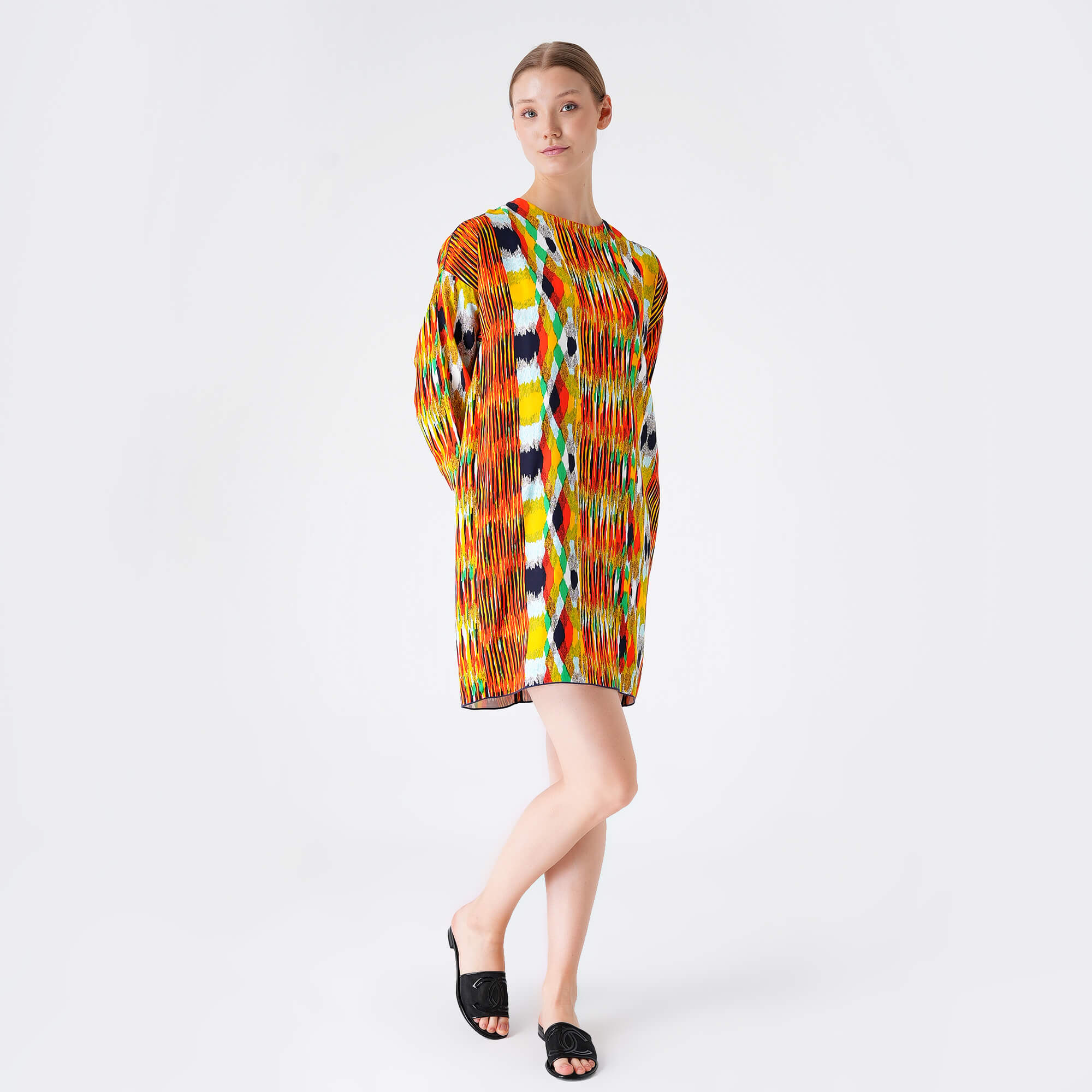 Celine - Multicolor Long Sleeved Pencil Dress